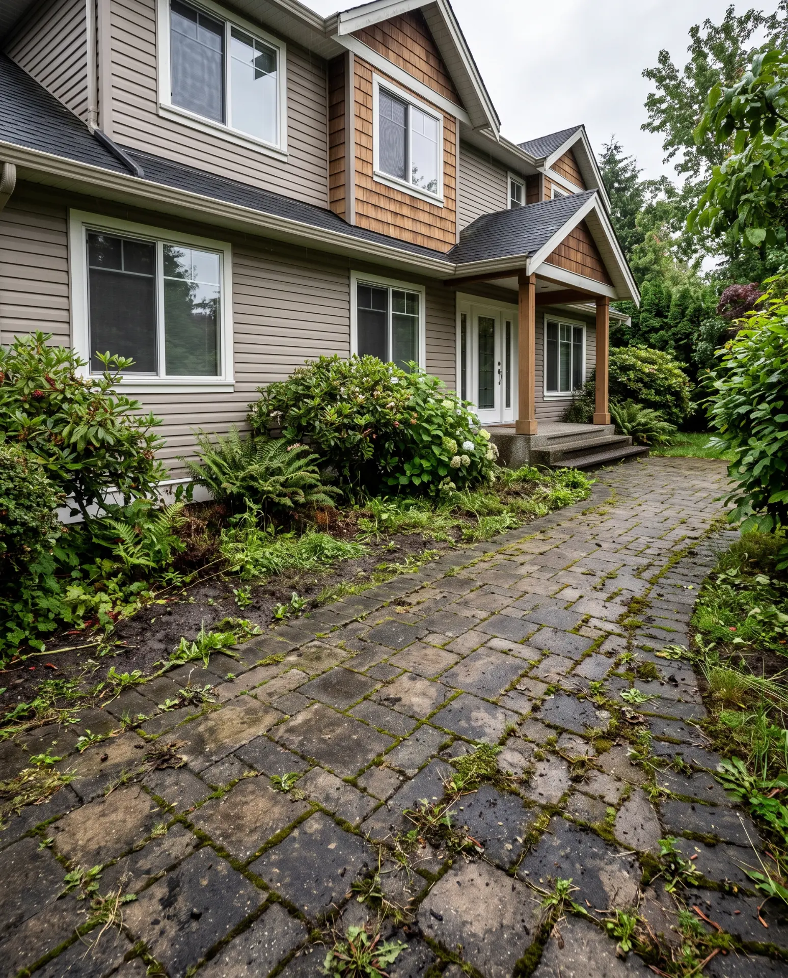 Pressure Washing · Paver Driveway & Walkway — before cleaning
